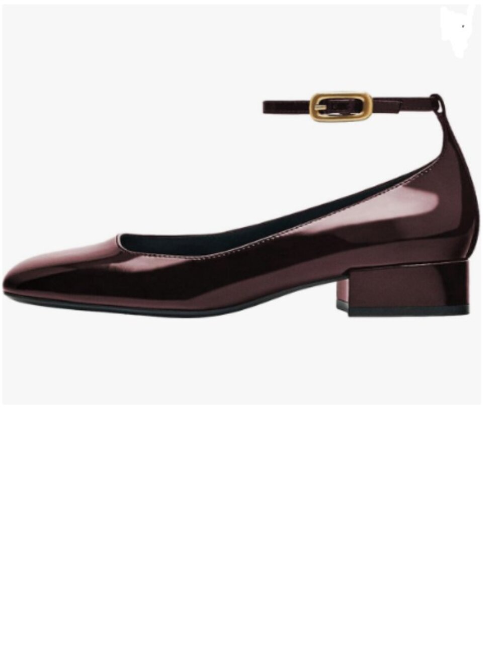 miss left Dark Red Low Heel Square Toe Pumps Adjustable Ankle Strap Buckle Shoes